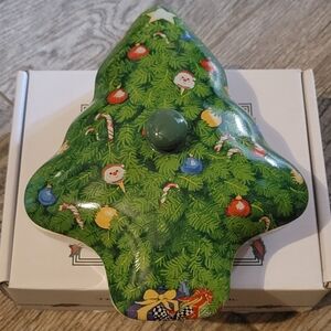 See's Candy Christmas Tree Candy Dish Trinket Lidded Holiday Collectible NIB